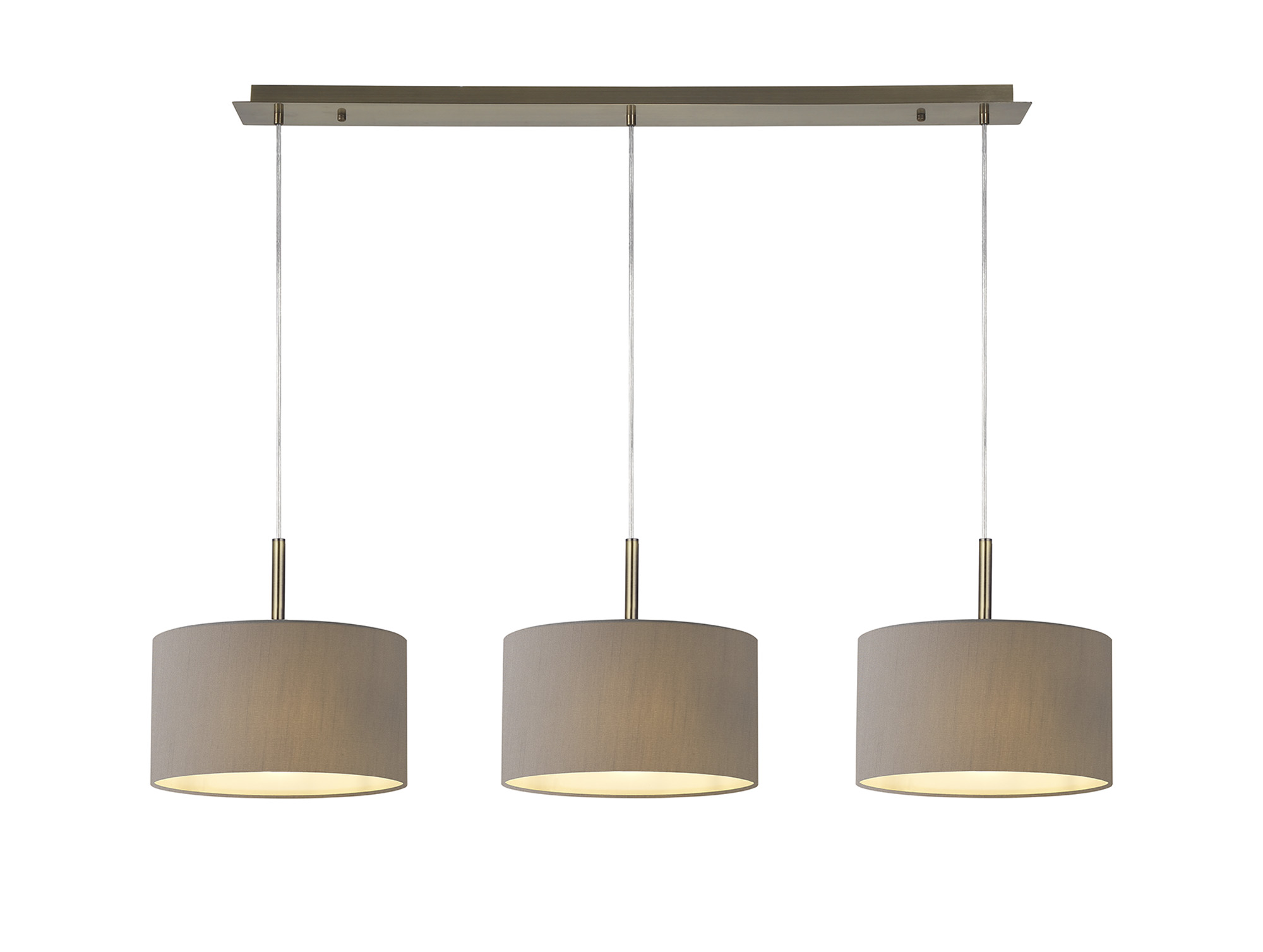 Baymont 30cm Shade 3 Light Pendant Antique Brass, Grey